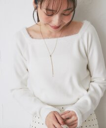 La boutique BonBon | 【お上品ふわふわ】スクエアネックファーヤーントリムニット(ニット/セーター)