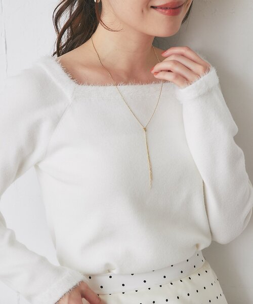 La boutique BonBon(ラブティックボンボン)の「【お上品ふわふわ】スクエアネックファーヤーントリムニット(ニット/セーター・レディース・ブラック/ホワイト/ライトグレー/サックスブルー・FREE)」の20枚目の写真