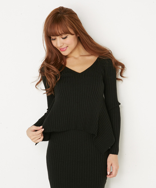 rienda（リエンダ）の「イレヘムリブニットTOP（ニット/セーター・レディース・ホワイト/ブラック/ミント・FREE）」の3枚目の写真