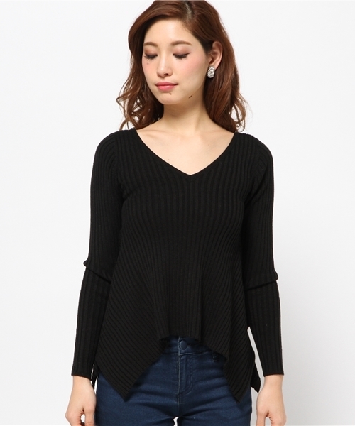 rienda（リエンダ）の「イレヘムリブニットTOP（ニット/セーター・レディース・ホワイト/ブラック/ミント・FREE）」の4枚目の写真