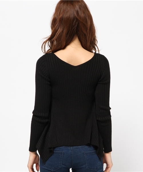 rienda（リエンダ）の「イレヘムリブニットTOP（ニット/セーター・レディース・ホワイト/ブラック/ミント・FREE）」の6枚目の写真