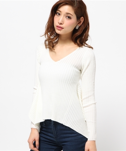 rienda（リエンダ）の「イレヘムリブニットTOP（ニット/セーター・レディース・ホワイト/ブラック/ミント・FREE）」の11枚目の写真