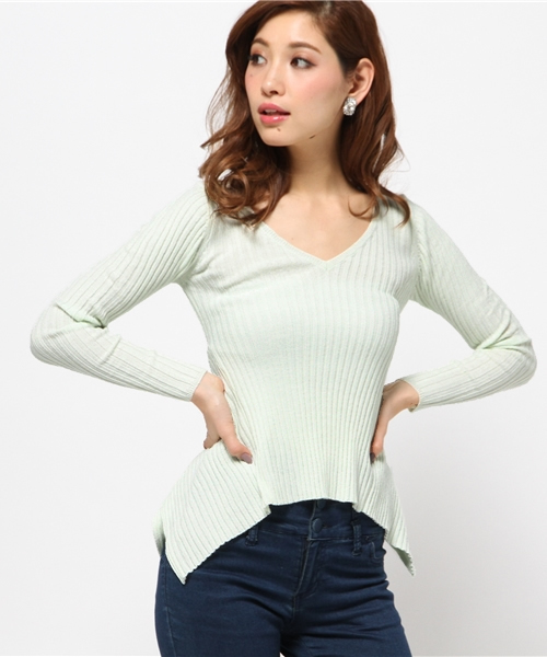 rienda（リエンダ）の「イレヘムリブニットTOP（ニット/セーター・レディース・ホワイト/ブラック/ミント・FREE）」の13枚目の写真