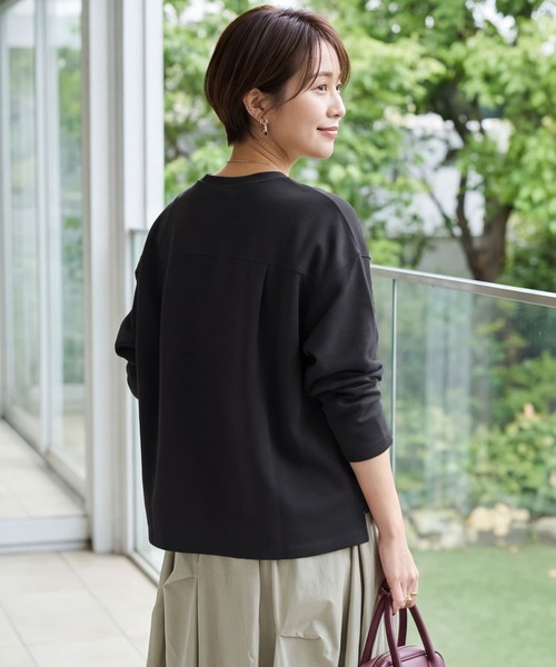 STYLE DELI(スタイルデリ)の「裏面ジャージーふんわりカットソープルオーバー(スウェット・レディース・ブラック/カーキ/ホワイト・FREE)」の7枚目の写真