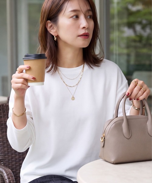 STYLE DELI(スタイルデリ)の「裏面ジャージーふんわりカットソープルオーバー(スウェット・レディース・ブラック/カーキ/ホワイト・FREE)」の11枚目の写真
