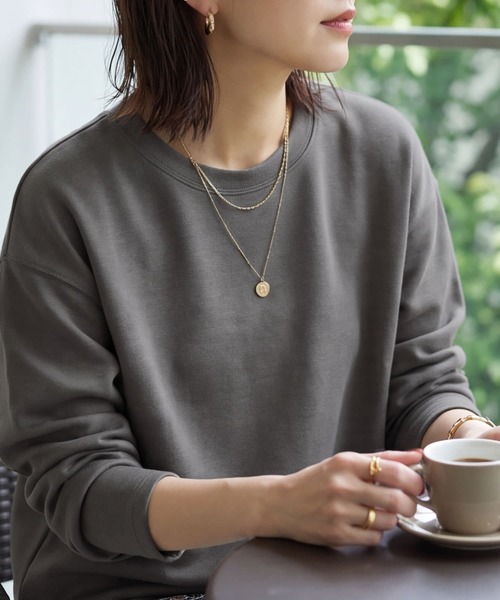 STYLE DELI(スタイルデリ)の「裏面ジャージーふんわりカットソープルオーバー(スウェット・レディース・ブラック/カーキ/ホワイト・FREE)」の14枚目の写真