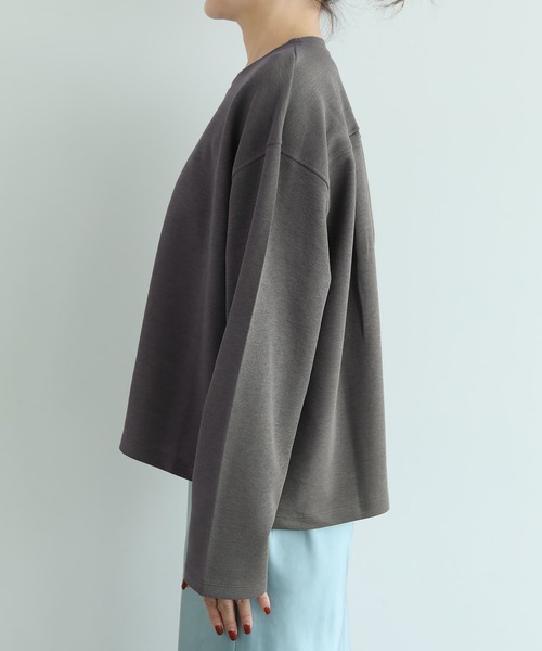 STYLE DELI(スタイルデリ)の「裏面ジャージーふんわりカットソープルオーバー(スウェット・レディース・ブラック/カーキ/ホワイト・FREE)」の16枚目の写真