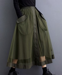 シアー切り替え×フロントジップスカート