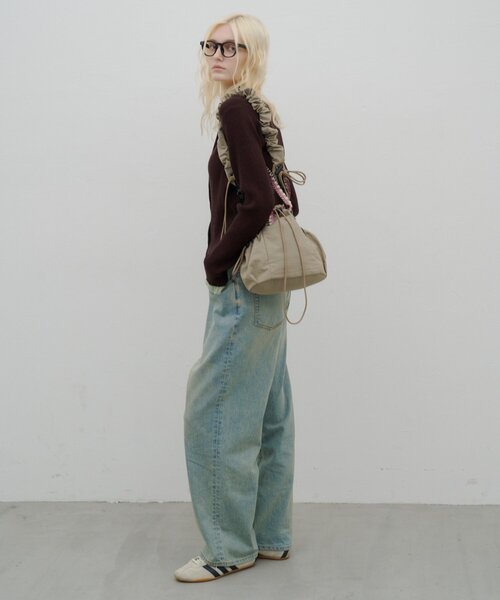 CIAOPANIC TYPY（チャオパニックティピー）の「:【ZOZO限定】ギャザーデザインナイロン巾着BAG（ショルダーバッグ・レディース・ブラック/サックスブルー/カーキ・ONE SIZE）」の12枚目の写真