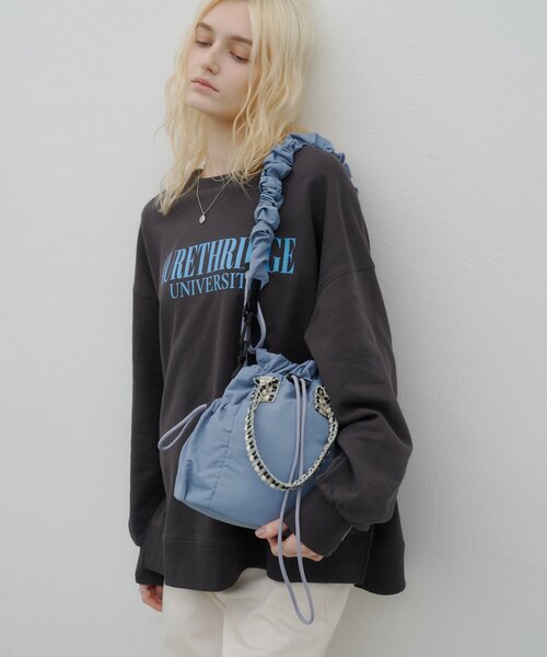 CIAOPANIC TYPY（チャオパニックティピー）の「:【ZOZO限定】ギャザーデザインナイロン巾着BAG（ショルダーバッグ・レディース・ブラック/サックスブルー/カーキ・ONE SIZE）」の15枚目の写真