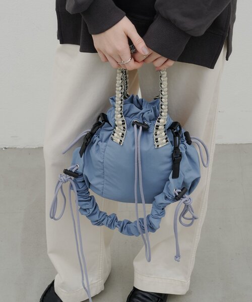 CIAOPANIC TYPY（チャオパニックティピー）の「:【ZOZO限定】ギャザーデザインナイロン巾着BAG（ショルダーバッグ・レディース・ブラック/サックスブルー/カーキ・ONE SIZE）」の16枚目の写真