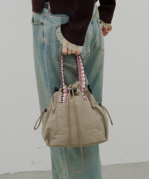CIAOPANIC TYPY（チャオパニックティピー）の「:【ZOZO限定】ギャザーデザインナイロン巾着BAG（ショルダーバッグ・レディース・ブラック/サックスブルー/カーキ・ONE SIZE）」の18枚目の写真