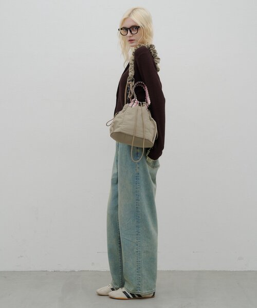 CIAOPANIC TYPY（チャオパニックティピー）の「:【ZOZO限定】ギャザーデザインナイロン巾着BAG（ショルダーバッグ・レディース・ブラック/サックスブルー/カーキ・ONE SIZE）」の7枚目の写真
