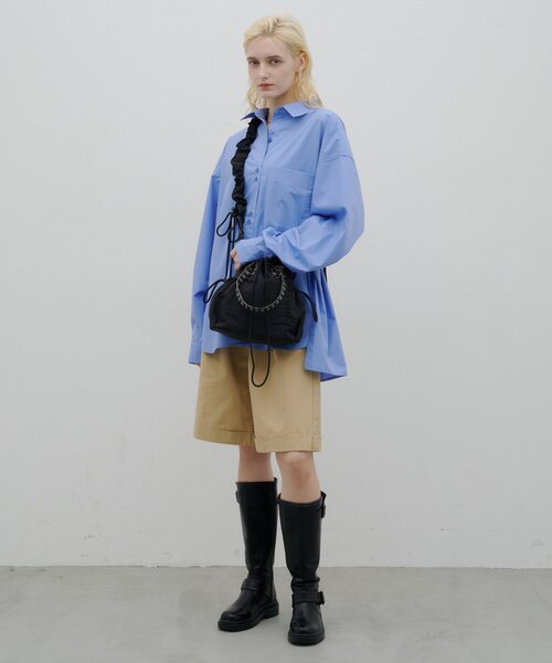CIAOPANIC TYPY（チャオパニックティピー）の「:【ZOZO限定】ギャザーデザインナイロン巾着BAG（ショルダーバッグ・レディース・ブラック/サックスブルー/カーキ・ONE SIZE）」の10枚目の写真