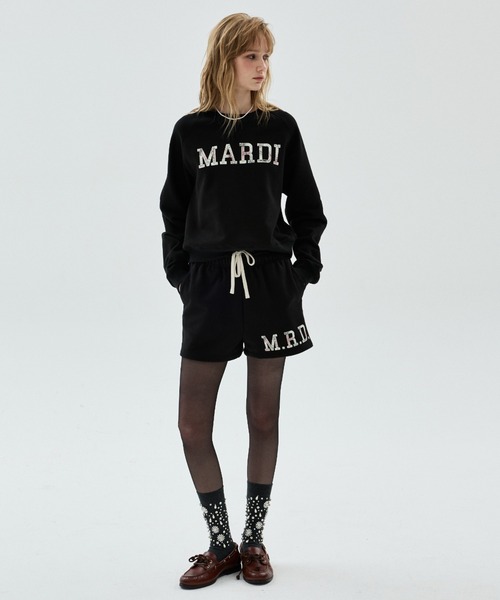 Mardi Mercredi（マルディメクルディ）の「CROPPED SWEATSHIRT RAGLAN MARDI SERIF LOGO / クロップド スウェットシャツ ラグラン マルディ セリフ ロゴ（スウェット・レディース・ブラック/ネイビー/ライトブラウン/グレー・FREE）」の18枚目の写真