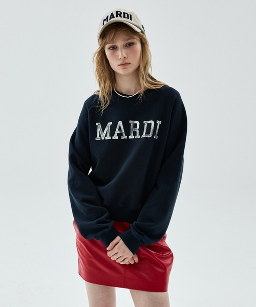 Mardi Mercredi（マルディメクルディ）の「CROPPED SWEATSHIRT RAGLAN MARDI SERIF LOGO / クロップド スウェットシャツ ラグラン マルディ セリフ ロゴ（スウェット・レディース・ブラック/ネイビー/ライトブラウン/グレー・FREE）」の10枚目の写真