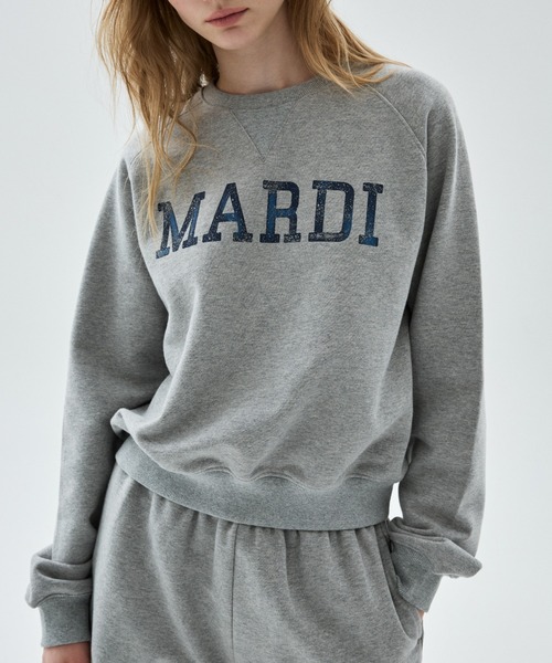 Mardi Mercredi（マルディメクルディ）の「CROPPED SWEATSHIRT RAGLAN MARDI SERIF LOGO / クロップド スウェットシャツ ラグラン マルディ セリフ ロゴ（スウェット・レディース・ブラック/ネイビー/ライトブラウン/グレー・FREE）」の22枚目の写真