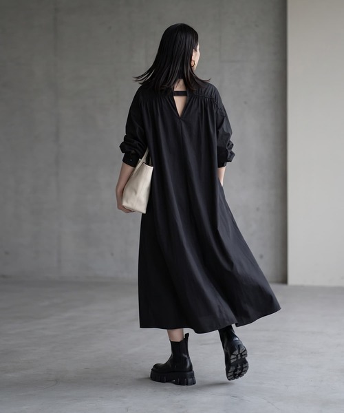 STYLE DELI(スタイルデリ)の「【BLK001】バックレスカットアウトシャツワンピース(ワンピース・レディース・ブラック・FREE)」の10枚目の写真