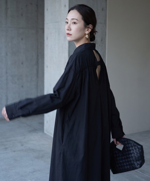 STYLE DELI(スタイルデリ)の「【BLK001】バックレスカットアウトシャツワンピース(ワンピース・レディース・ブラック・FREE)」の9枚目の写真