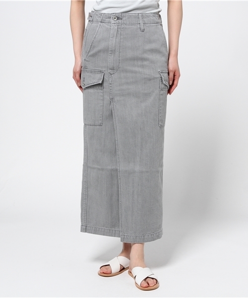 AMERICAN RAG CIE（アメリカンラグシー）の「デニムロングスカート（デニムスカート・レディース・グレー/ホワイト・FREE）」の2枚目の写真