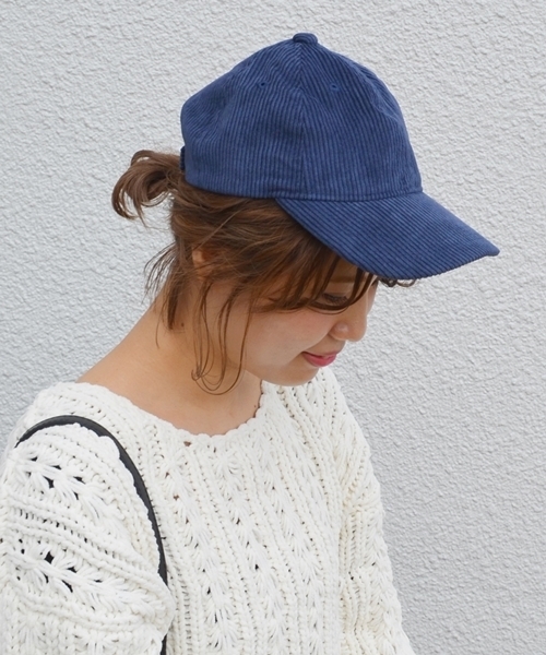 Khaju（カージュ）の「Khaju:コーデュロイキャップ②（キャップ・レディース・ネイビー/ベージュ/オレンジ/ブラック・ONE SIZE）」の4枚目の写真