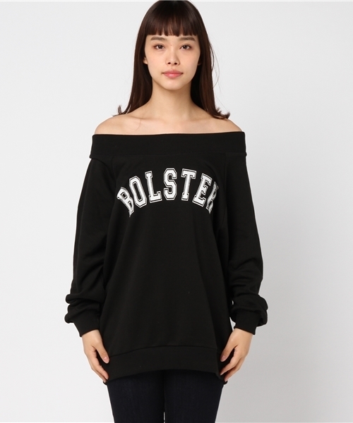 Honeys（ハニーズ）の「オフショルロゴスウェットプルオーバー（スウェット・レディース・ブラック/ピンク/オフホワイト/ブルー/グレー・M/L）」の6枚目の写真