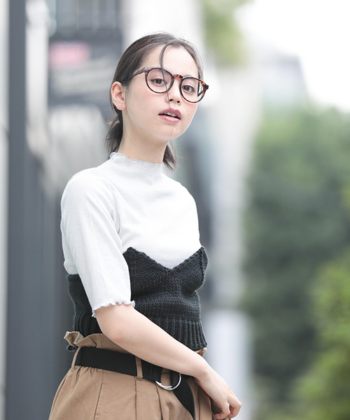 DuKKah（デュカ）の「Dukkah/カラーロービングニットビスチェ（ニット/セーター・レディース・オフホワイト/ブラック/サックスブルー/ピンク/杢グレー/マスタード・FREE）」の11枚目の写真