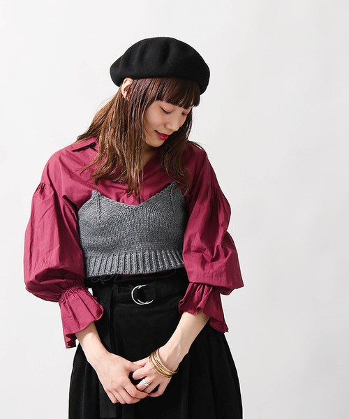 DuKKah（デュカ）の「Dukkah/カラーロービングニットビスチェ（ニット/セーター・レディース・オフホワイト/ブラック/サックスブルー/ピンク/杢グレー/マスタード・FREE）」の17枚目の写真