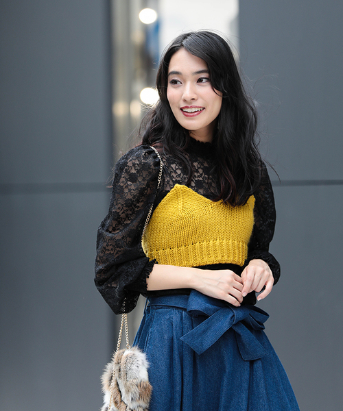 DuKKah（デュカ）の「Dukkah/カラーロービングニットビスチェ（ニット/セーター・レディース・オフホワイト/ブラック/サックスブルー/ピンク/杢グレー/マスタード・FREE）」の20枚目の写真