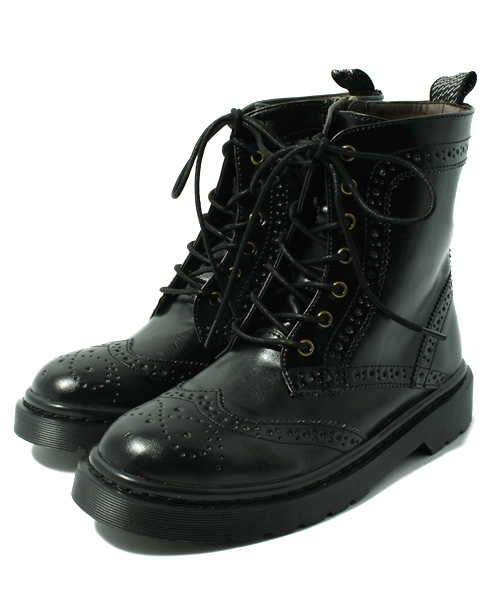 one after another NICE CLAUP（ワンアフターアナザーナイスクラップ）の「レースアップシューズ（ブーツ・レディース・ブラック/ボルドー/レオパード・MEDIUM/LARGE）」の2枚目の写真