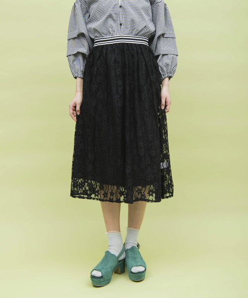 OLIVE des OLIVE（オリーブデオリーブ）の「レース スカート（スカート・レディース・オフホワイト/イエロー/ブラック・FREE）」の2枚目の写真