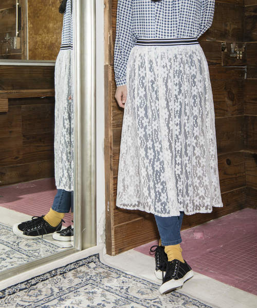 OLIVE des OLIVE（オリーブデオリーブ）の「レース スカート（スカート・レディース・オフホワイト/イエロー/ブラック・FREE）」の10枚目の写真