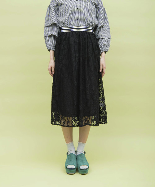 OLIVE des OLIVE（オリーブデオリーブ）の「レース スカート（スカート・レディース・オフホワイト/イエロー/ブラック・FREE）」の6枚目の写真