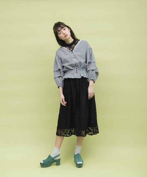 OLIVE des OLIVE（オリーブデオリーブ）の「レース スカート（スカート・レディース・オフホワイト/イエロー/ブラック・FREE）」の12枚目の写真