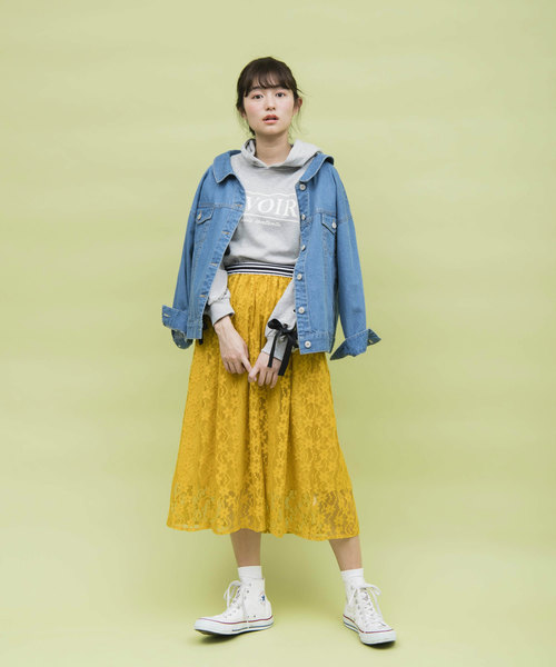 OLIVE des OLIVE（オリーブデオリーブ）の「レース スカート（スカート・レディース・オフホワイト/イエロー/ブラック・FREE）」の9枚目の写真