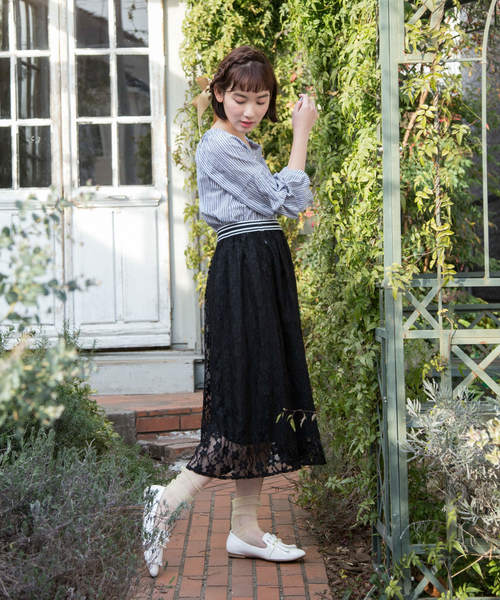 OLIVE des OLIVE（オリーブデオリーブ）の「レース スカート（スカート・レディース・オフホワイト/イエロー/ブラック・FREE）」の13枚目の写真