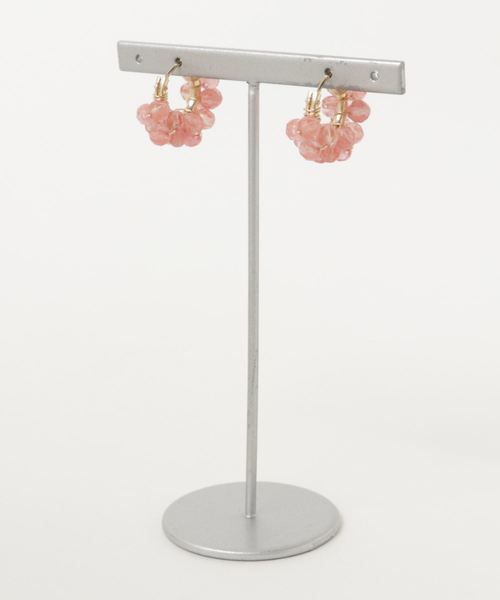 TONE SELECT GOODS(トーンセレクトグッズ)の「【marinaJEWELRY】14kgf/Cherry Quartz wrapped hoop pierced earring(ピアス(両耳用)・レディース・ピンク・FREE)」の4枚目の写真