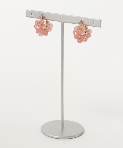 TONE SELECT GOODS(トーンセレクトグッズ)の「【marinaJEWELRY】14kgf/Cherry Quartz wrapped hoop pierced earring(ピアス(両耳用)・レディース・ピンク・FREE)」の2枚目の写真