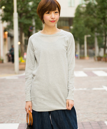 JEMORGAN / サーマル ラグランスリーブ ラウンドカット ロング丈 クルーネック ロングTシャツ