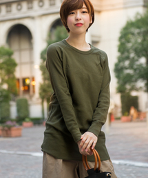 JEMORGAN / サーマル ラグランスリーブ ラウンドカット ロング丈 クルーネック ロングTシャツ