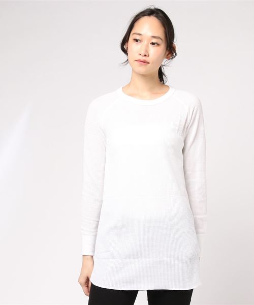 JEMORGAN（ジェーイーモーガン）の「JEMORGAN / サーマル ラグランスリーブ ラウンドカット ロング丈 クルーネック ロングTシャツ（Tシャツ/カットソー・レディース・ホワイト/ブラック/グレー/ナチュラル/カーキ/ネイビー/レッド・FREE）」の16枚目の写真