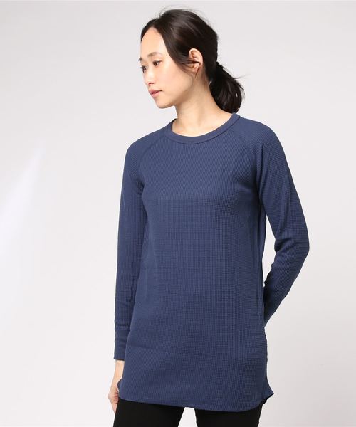 JEMORGAN（ジェーイーモーガン）の「JEMORGAN / サーマル ラグランスリーブ ラウンドカット ロング丈 クルーネック ロングTシャツ（Tシャツ/カットソー・レディース・ホワイト/ブラック/グレー/ナチュラル/カーキ/ネイビー/レッド・FREE）」の20枚目の写真