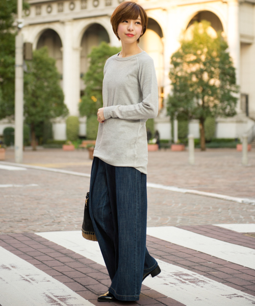 JEMORGAN（ジェーイーモーガン）の「JEMORGAN / サーマル ラグランスリーブ ラウンドカット ロング丈 クルーネック ロングTシャツ（Tシャツ/カットソー・レディース・ホワイト/ブラック/グレー/ナチュラル/カーキ/ネイビー/レッド・FREE）」の15枚目の写真