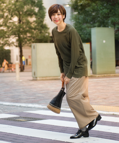 JEMORGAN（ジェーイーモーガン）の「JEMORGAN / サーマル ラグランスリーブ ラウンドカット ロング丈 クルーネック ロングTシャツ（Tシャツ/カットソー・レディース・ホワイト/ブラック/グレー/ナチュラル/カーキ/ネイビー/レッド・FREE）」の10枚目の写真