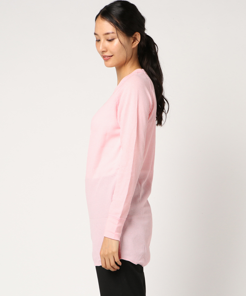 JEMORGAN（ジェーイーモーガン）の「JEMORGAN / サーマル ラグランスリーブ ラウンドカット ロング丈 クルーネック ロングTシャツ（Tシャツ/カットソー・レディース・ホワイト/ブラック/グレー/ナチュラル/カーキ/ネイビー/レッド・FREE）」の8枚目の写真