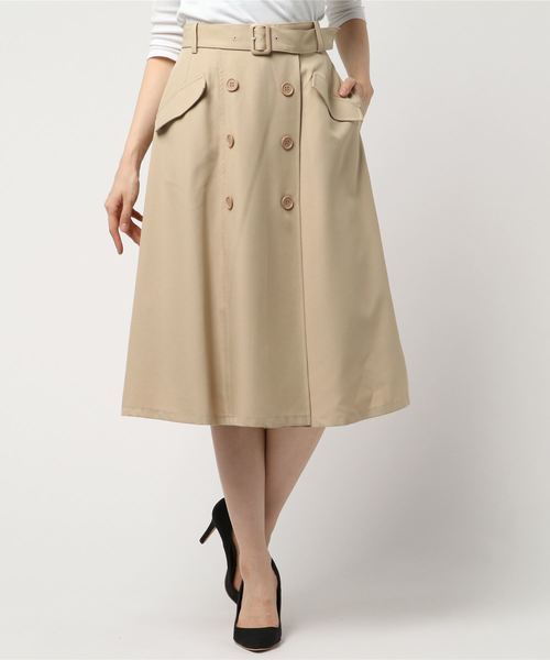 Rewde（ルゥデ）の「ﾄﾚﾝﾁｽｶｰﾄ（8R10-02007B）（スカート・レディース・ブルー/ベージュ/ネイビー・L/M/S）」の6枚目の写真