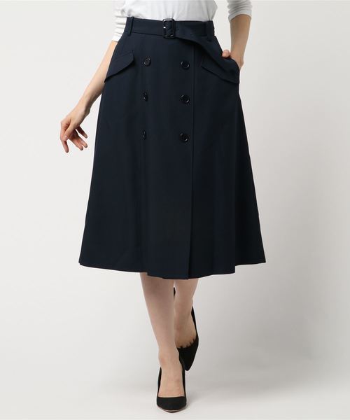 Rewde（ルゥデ）の「ﾄﾚﾝﾁｽｶｰﾄ（8R10-02007B）（スカート・レディース・ブルー/ベージュ/ネイビー・L/M/S）」の9枚目の写真