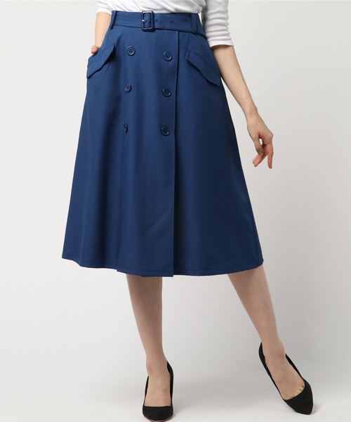 Rewde（ルゥデ）の「ﾄﾚﾝﾁｽｶｰﾄ（8R10-02007B）（スカート・レディース・ブルー/ベージュ/ネイビー・L/M/S）」の11枚目の写真