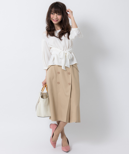 Rewde（ルゥデ）の「ﾄﾚﾝﾁｽｶｰﾄ（8R10-02007B）（スカート・レディース・ブルー/ベージュ/ネイビー・L/M/S）」の13枚目の写真