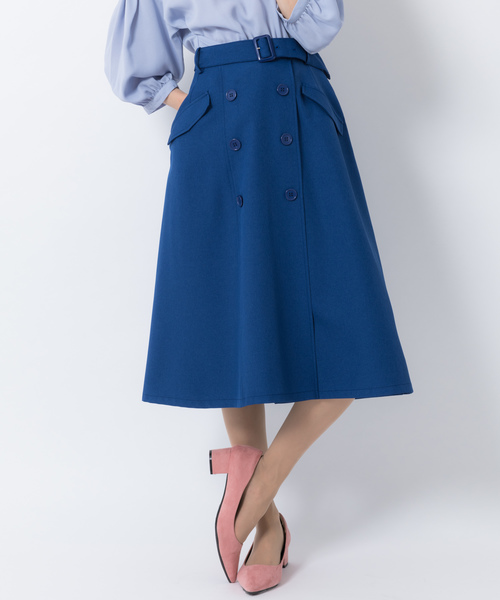 Rewde（ルゥデ）の「ﾄﾚﾝﾁｽｶｰﾄ（8R10-02007B）（スカート・レディース・ブルー/ベージュ/ネイビー・L/M/S）」の14枚目の写真